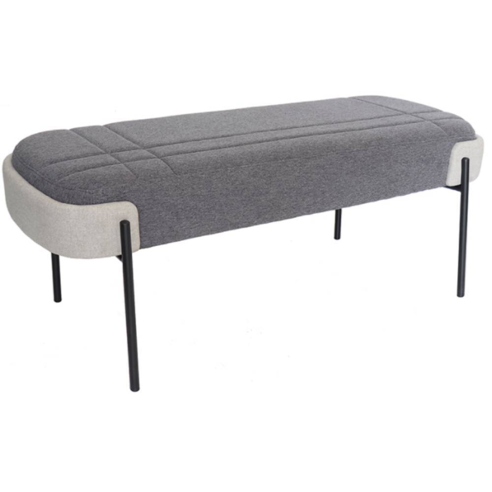 Taburete OFFIHO GUBI OHM-131 con estructura de acero tubular negro mate y asiento de pino tapizado en poliéster jaspeado