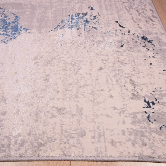 TAPETE LAVIN DENIZ U7017 | Tapete Decorativo para Recepción Hotel Hogar Departamento Sala | GRIS CREMA AZUL | Varias Medidas | Rectangular | Interior Recepción Hotel Hogar Sala de estar