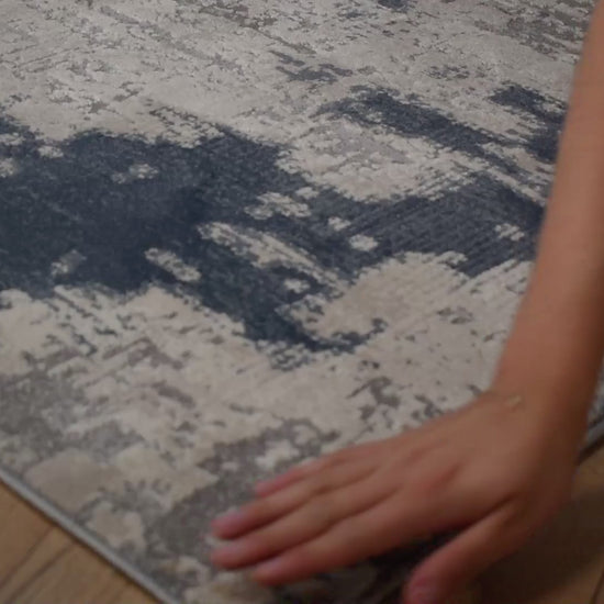 TAPETE LAVIN MARDIN T4007 | Tapete Decorativo para Recepción Hotel Hogar Departamento Sala | AZUL CREMA | Varias Medidas | Rectangular | Interior