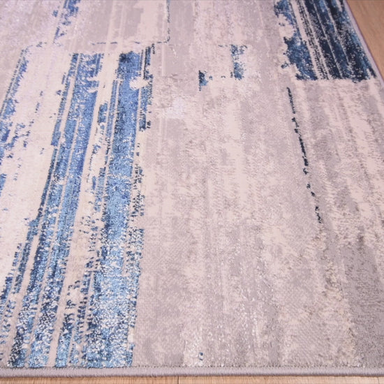 TAPETE LAVIN DENIZ U7015 | Tapete Decorativo para Recepción Hotel Hogar Departamento Sala | GRIS CREMA AZUL | Varias Medidas | Rectangular | Interior Recepción Hotel Hogar Sala de estar