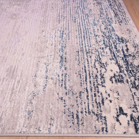 TAPETE LAVIN DENIZ U7018 | Tapete Decorativo para Recepción Hotel Hogar Departamento Sala | GRIS CREMA AZUL | Varias Medidas | Rectangular | Interior Recepción Hotel Hogar Sala de estar