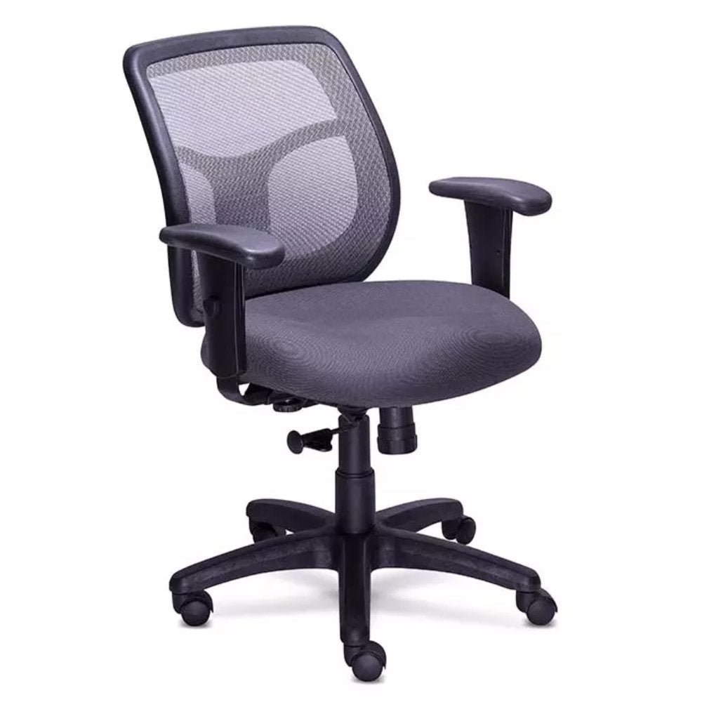 Silla de oficina operativa REQUIEZ MESH RE-1500 con respaldo en mesh, brazos ajustables y base de 5 puntas.
