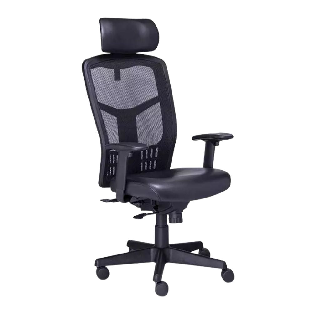 Requiez Silla Gerencial Piel / Mesh Cabecera RP-4500 Base Estrella Nylon - RP-4500 - Requiez - NOGAL BEAT -