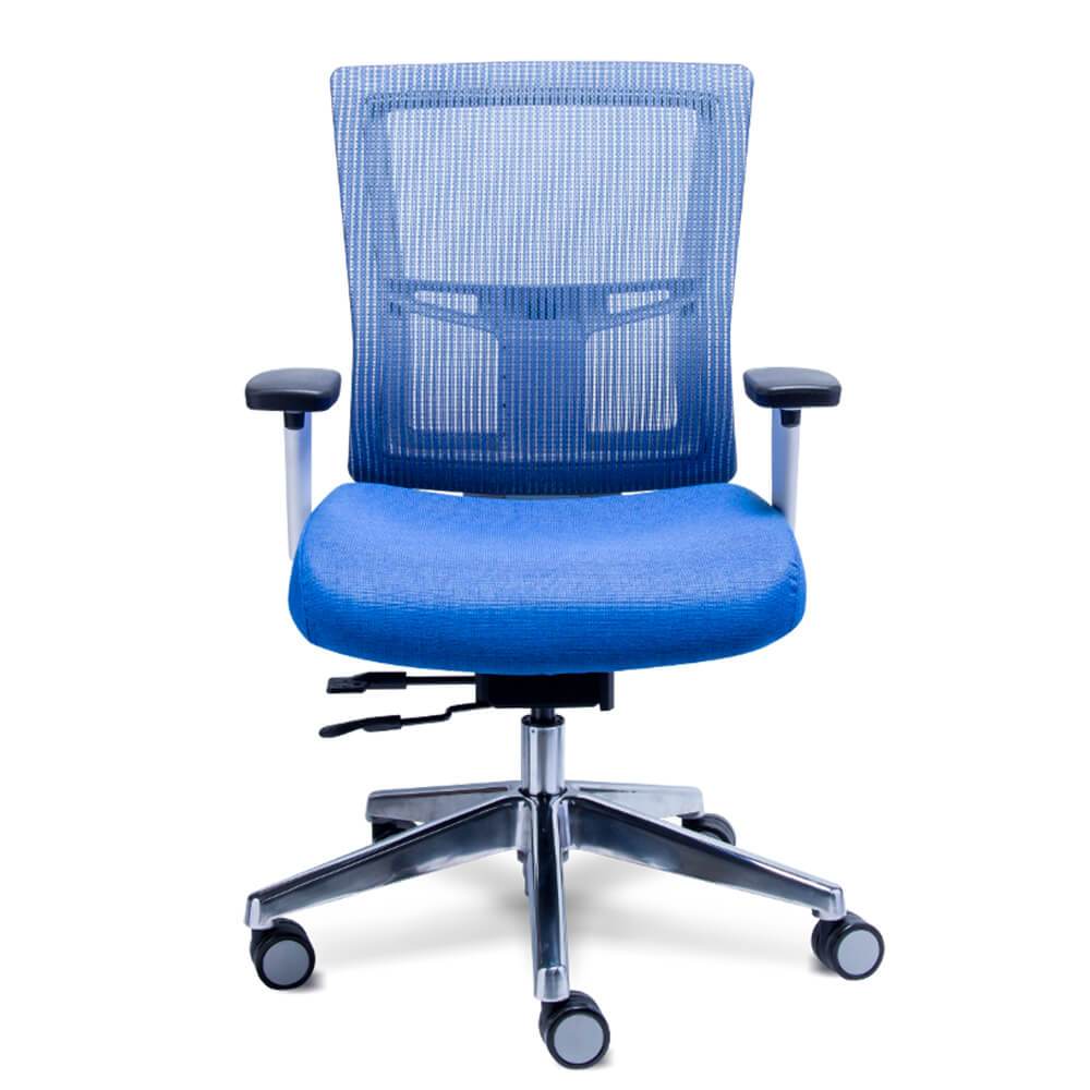 Silla de Oficina Ejecutiva Ergonómica - REQUIEZ RE-1371 - Verde y Azul - Respaldo en Malla y Asiento Tapizado Despacho Bufete Agencia Sucursal Escritorio Secretarial Institución Administración Empresa