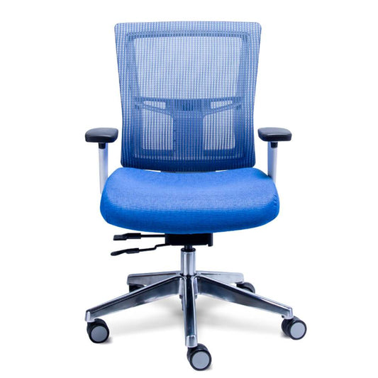 Silla de Oficina Ejecutiva Ergonómica - REQUIEZ RE-1371 - Verde y Azul - Respaldo en Malla y Asiento Tapizado Despacho Bufete Agencia Sucursal Escritorio Secretarial Institución Administración Empresa