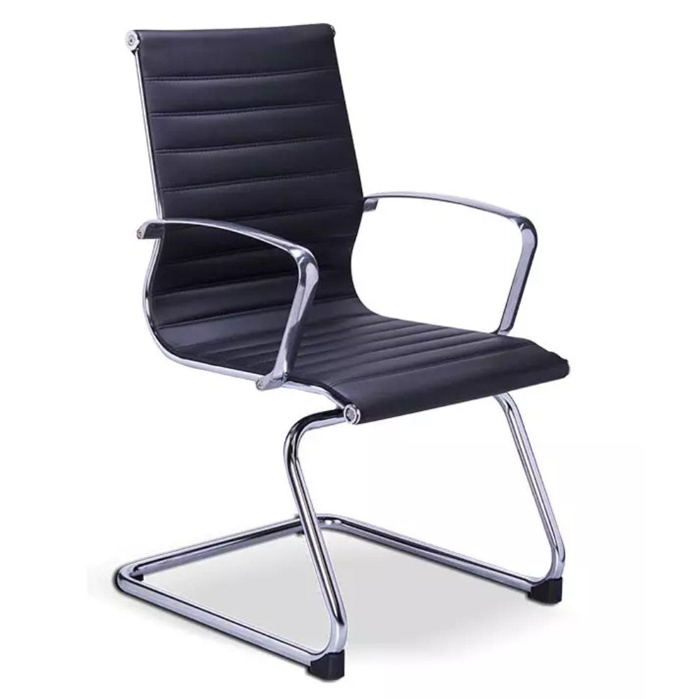Sillón de visita Requiez Retro RE-1755 tapizado en ecoleather con base trineo y descansabrazos de aluminio