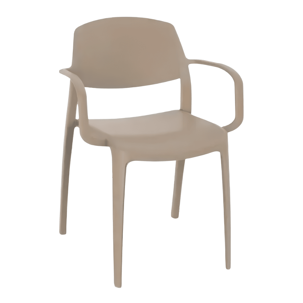 Silla Comercial para Bistró Protección UV - RESOL SMART ARMCHAIR - Varios Colores - Asiento y Respaldo en Polipropileno - 5372 - Resol - NOGAL BEAT - Sillas