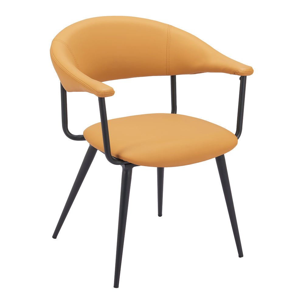 Silla Comercial para Bistró - ZUO SIMA - Café - Asiento y Respaldo Tapizados en Piel Sintética - 110352 - Zuo - NOGAL BEAT - Silla Comercial Interior