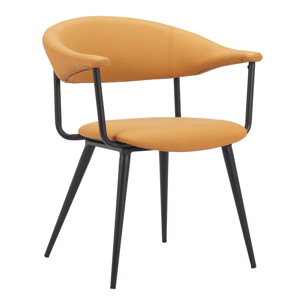 Silla Comercial para Bistró - ZUO SIMA - Café - Asiento y Respaldo Tapizados en Piel Sintética - 110352 - Zuo - NOGAL BEAT - Silla Comercial Interior