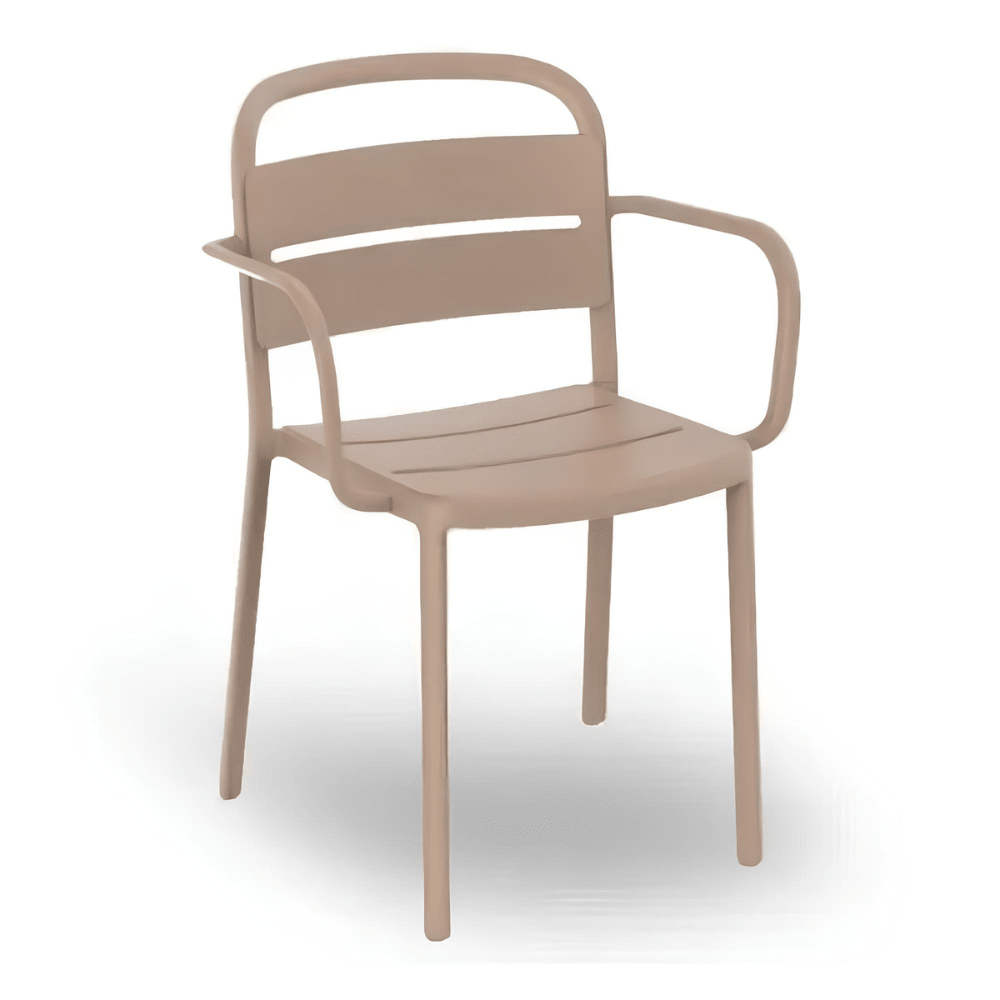 Silla Comercial para Cafetería Protección UV - RESOL COMO ARMCHAIR - Varios Colores - Asiento y Respaldo en Polipropileno - 5352 - Resol - NOGAL BEAT - Sillas