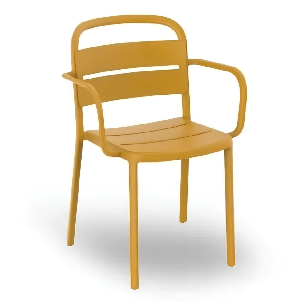 Silla Comercial para Cafetería Protección UV - RESOL COMO ARMCHAIR - Varios Colores - Asiento y Respaldo en Polipropileno - 5354 - Resol - NOGAL BEAT - Sillas