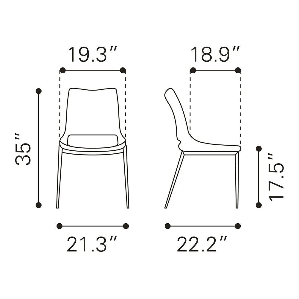 Silla Comercial para Cafetería - ZUO ACE 54x56 101280 - Varios Colores - Asiento y Respaldo Tapizados en Piel Sintética - 101280 - Zuo - NOGAL BEAT - Silla Comercial Interior