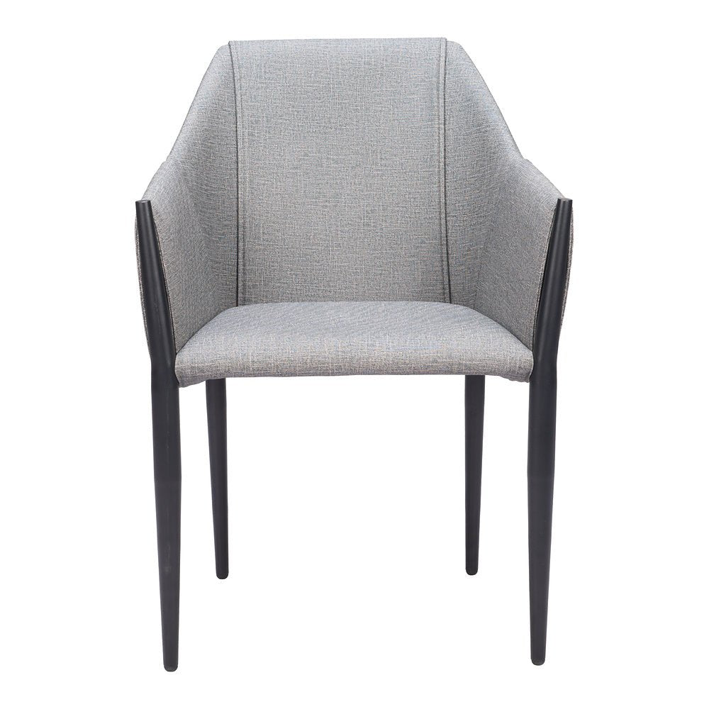Silla Comercial para Cafetería - ZUO ANDOVER - Gris Pizarra - Asiento y Respaldo Tapizados en Lino Sintético - 110167 - Zuo - NOGAL BEAT - Silla Comercial Interior