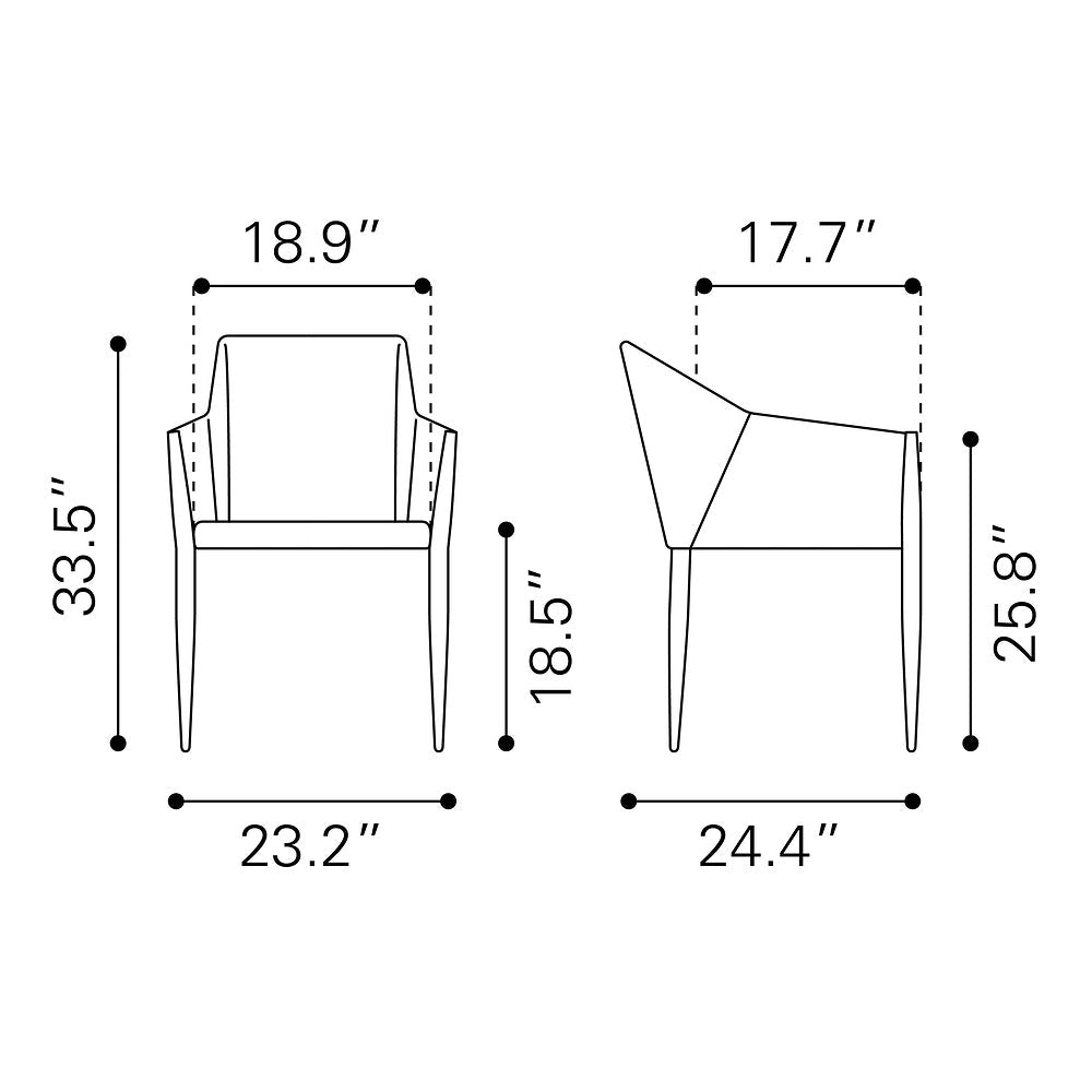Silla Comercial para Cafetería - ZUO ANDOVER - Gris Pizarra - Asiento y Respaldo Tapizados en Lino Sintético - 110167 - Zuo - NOGAL BEAT - Silla Comercial Interior