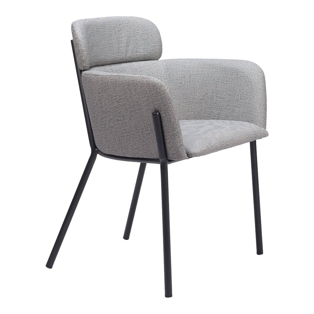 Silla Comercial para Cafetería - ZUO BREMOR - Gris Pizarra - Asiento y Respaldo Tapizados en Lino Sintético - 110171 - Zuo - NOGAL BEAT - Silla Comercial Interior