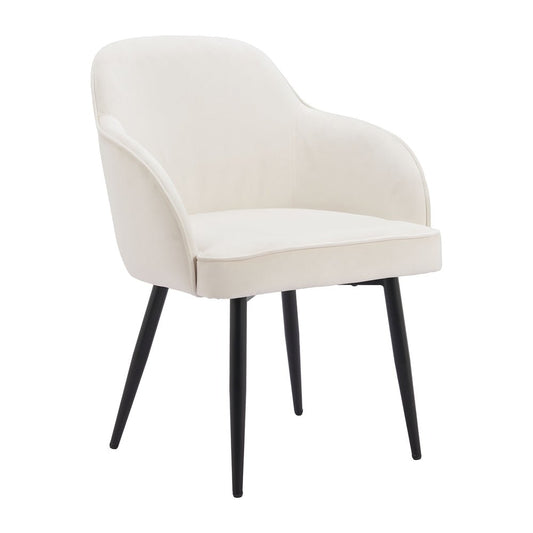 Silla Comercial para Cafetería - ZUO JOLIE - Marfil - Asiento y Respaldo Tapizados en Tela Tipo Terciopelo - 110157 - Zuo - NOGAL BEAT - Silla Comercial Interior