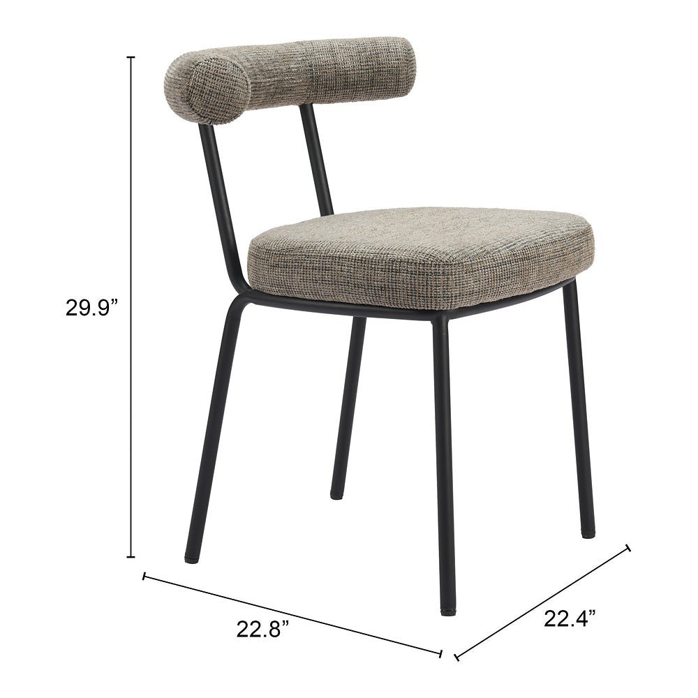 Silla Comercial para Cafetería - ZUO KEDE - Verde Tweed - Asiento y Respaldo Tapizados - 110098 - Zuo - NOGAL BEAT - Silla Comercial Interior