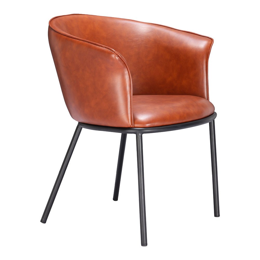 Silla Comercial para Comedor de Empresa - ZUO GARSTON - Varios Colores - Asiento y Respaldo Tapizados en Piel Sintética - 110176 - Zuo - NOGAL BEAT - Silla Comercial Interior