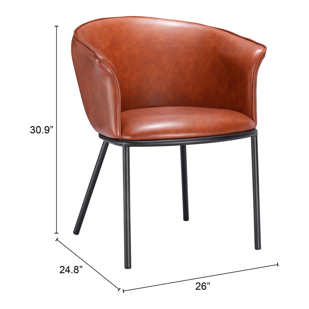 Silla Comercial para Comedor de Empresa - ZUO GARSTON - Varios Colores - Asiento y Respaldo Tapizados en Piel Sintética - 110176 - Zuo - NOGAL BEAT - Silla Comercial Interior