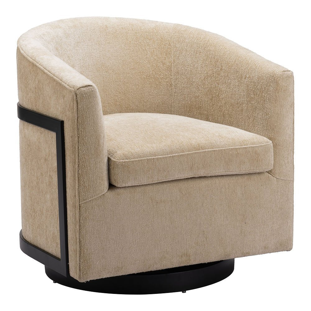 Silla Comercial para Comedor de Empresa - ZUO HANKO - Beige Dorado - Asiento y Respaldo Tapizados en Tejido Texturizado - 110009 - Zuo - NOGAL BEAT - Silla Comercial Interior