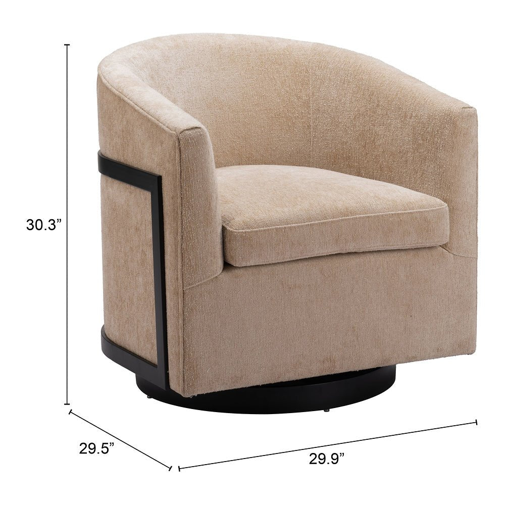 Silla Comercial para Comedor de Empresa - ZUO HANKO - Beige Dorado - Asiento y Respaldo Tapizados en Tejido Texturizado - 110009 - Zuo - NOGAL BEAT - Silla Comercial Interior