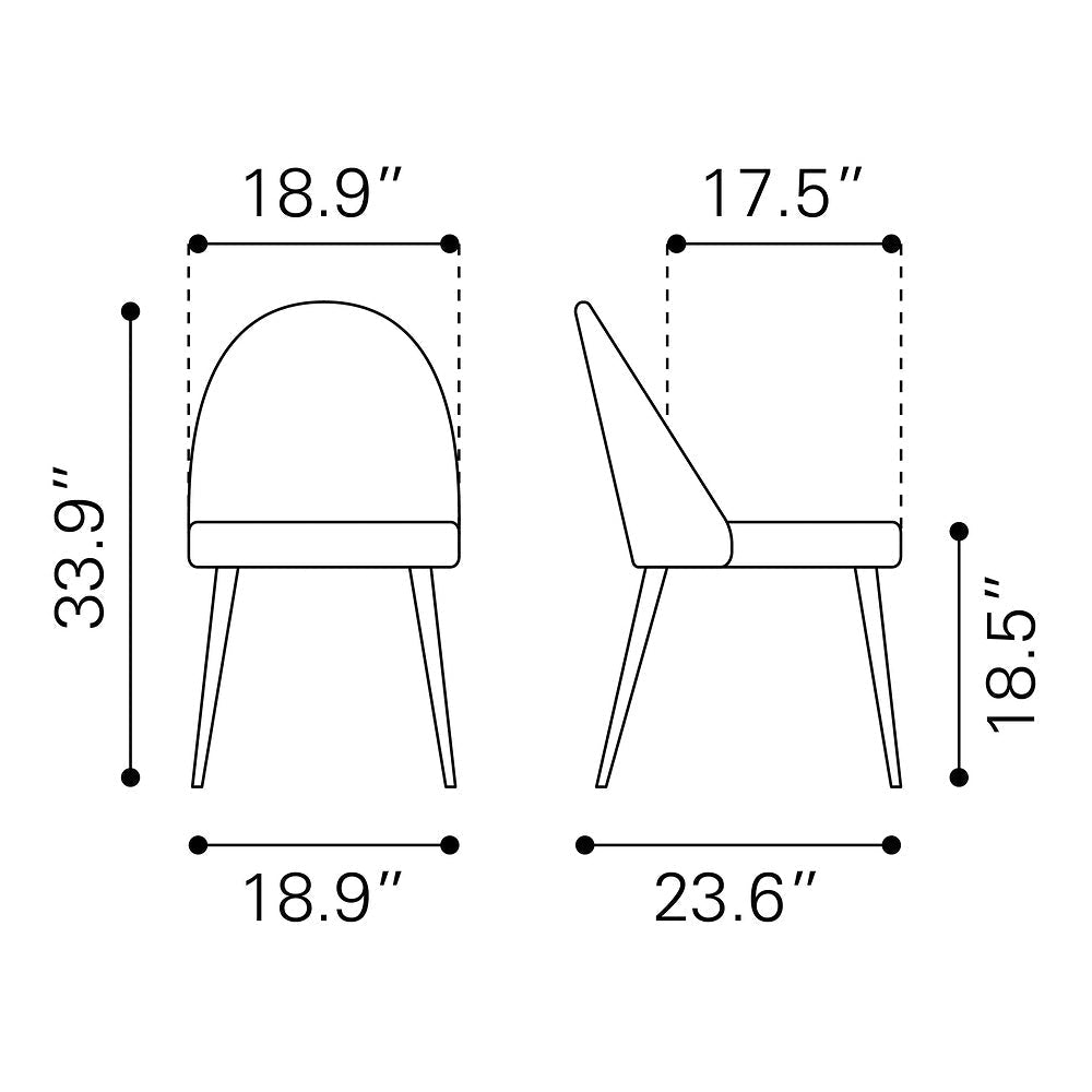 Silla Comercial para Comedor de Empresa - ZUO SILLOTH - Café - Asiento y Respaldo Tapizados en Piel Sintética - 110119 - Zuo - NOGAL BEAT - Silla Comercial Interior