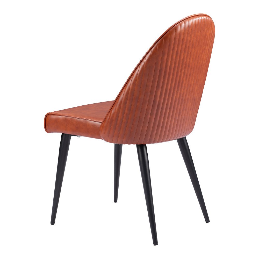 Silla Comercial para Comedor de Empresa - ZUO SILLOTH - Café - Asiento y Respaldo Tapizados en Piel Sintética - 110119 - Zuo - NOGAL BEAT - Silla Comercial Interior