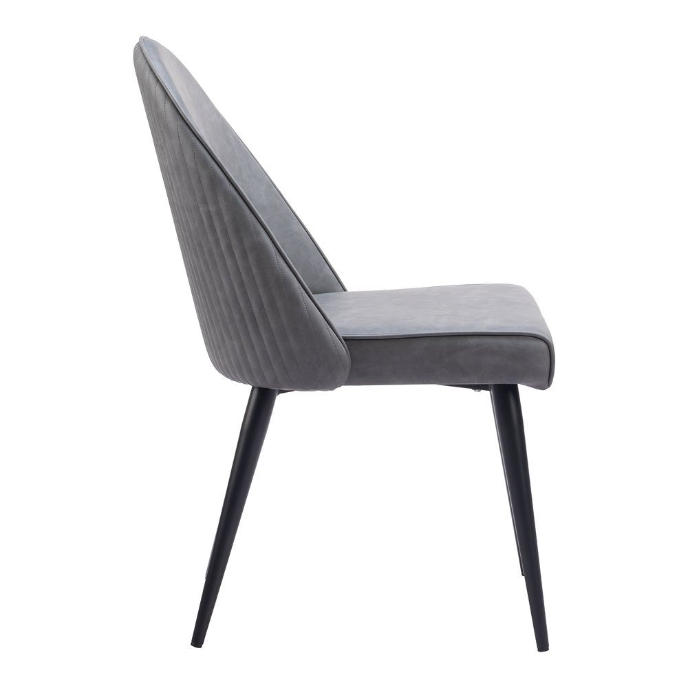 Silla Comercial para Comedor de Empresa - ZUO SILLOTH - Gris - Asiento y Respaldo Tapizados en Piel Sintética - 110118 - Zuo - NOGAL BEAT - Silla Comercial Interior