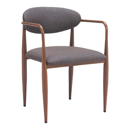 Silla Comercial para Comedor de Empresa - ZUO ZENS - Gris Trufa - Asiento y Respaldo Tapizados en Tejido Texturizado - 110208 - Zuo - NOGAL BEAT - Silla Comercial Interior