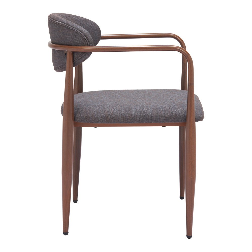 Silla Comercial para Comedor de Empresa - ZUO ZENS - Gris Trufa - Asiento y Respaldo Tapizados en Tejido Texturizado - 110208 - Zuo - NOGAL BEAT - Silla Comercial Interior