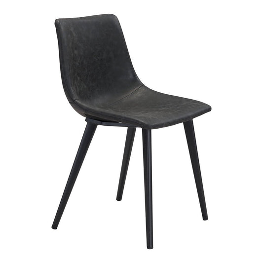 Silla Comercial para Desayunador - ZUO DANIEL - Negro Vintage - Asiento y Respaldo Tapizados en Piel Sintética - 101948 - Zuo - NOGAL BEAT - Silla Comercial Interior
