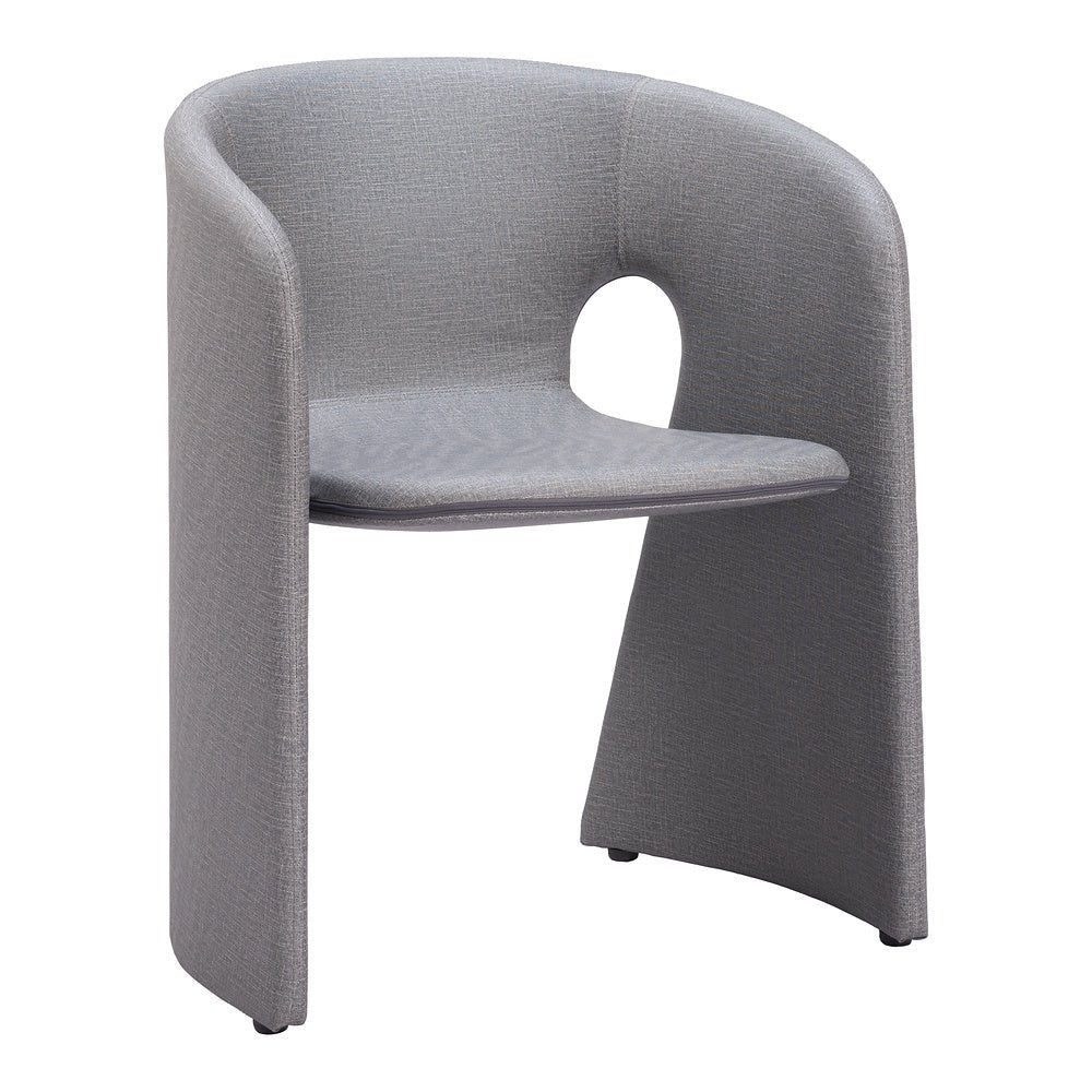 Silla Comercial para Desayunador - ZUO ROSYTH - Gris Pizarra - Asiento y Respaldo Tapizados en Lino Sintético - 110124 - Zuo - NOGAL BEAT - Silla Comercial Interior