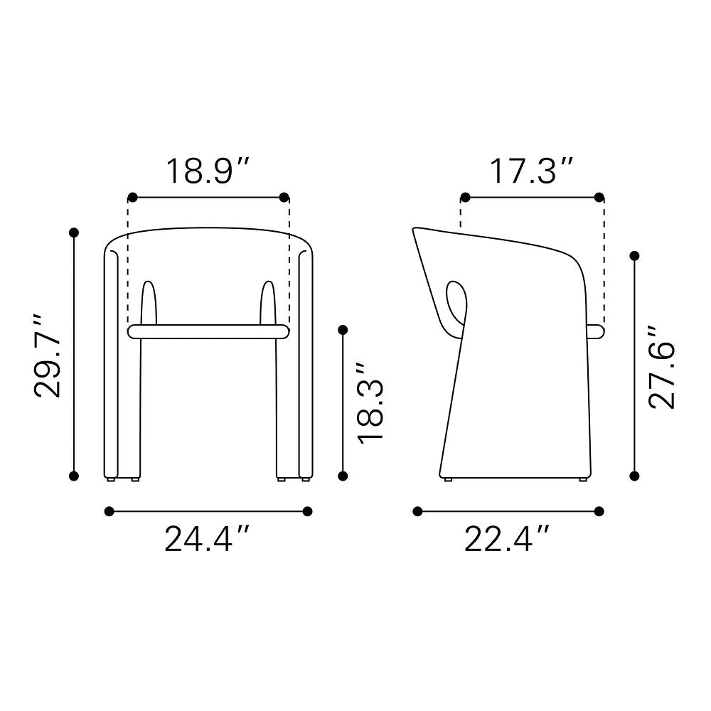 Silla Comercial para Desayunador - ZUO ROSYTH - Gris Pizarra - Asiento y Respaldo Tapizados en Lino Sintético - 110124 - Zuo - NOGAL BEAT - Silla Comercial Interior