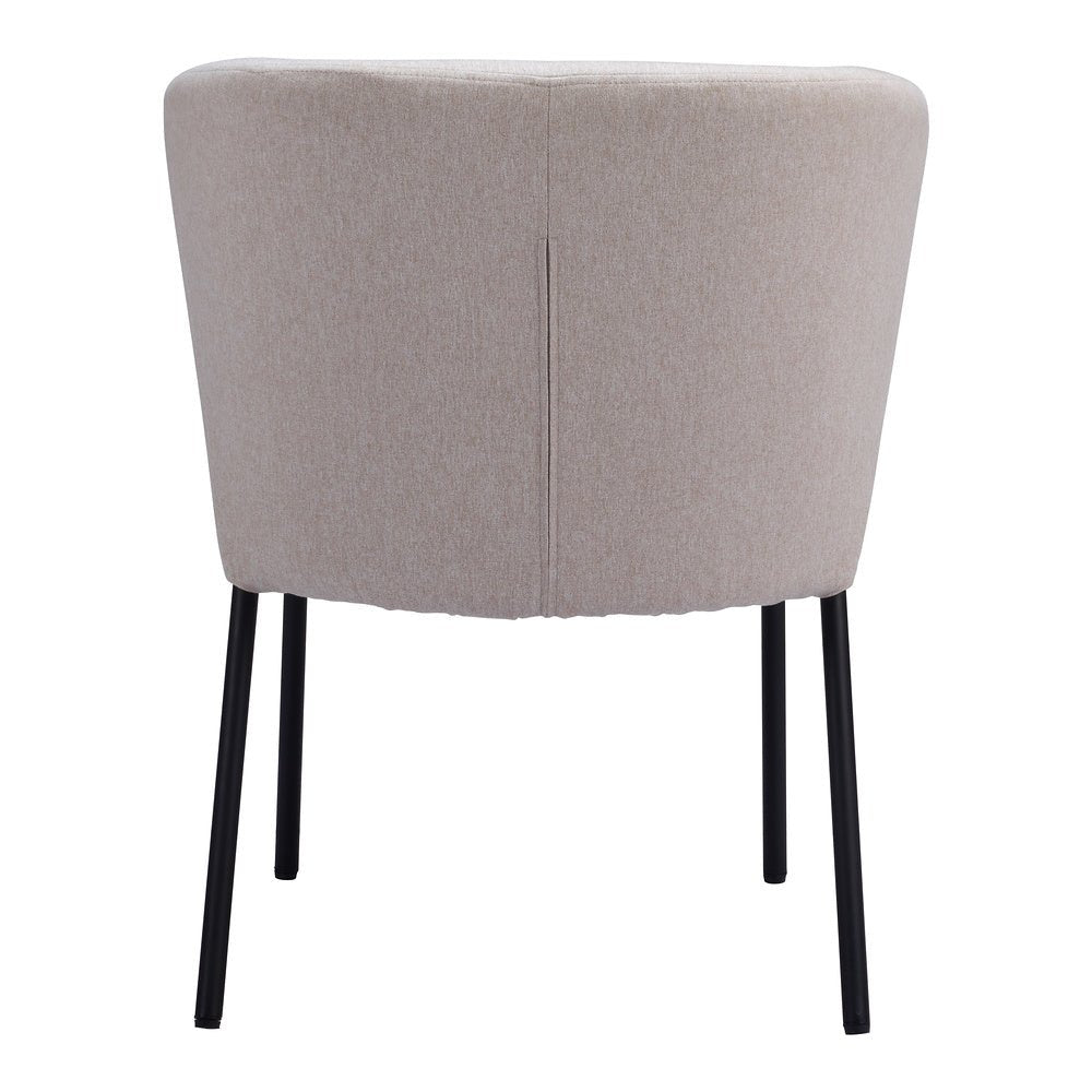 Silla Comercial para Food Court - ZUO AIMEE - Beige - Asiento y Respaldo Tapizados en Lino Sintético - 109678 - Zuo - NOGAL BEAT - Silla Comercial Interior