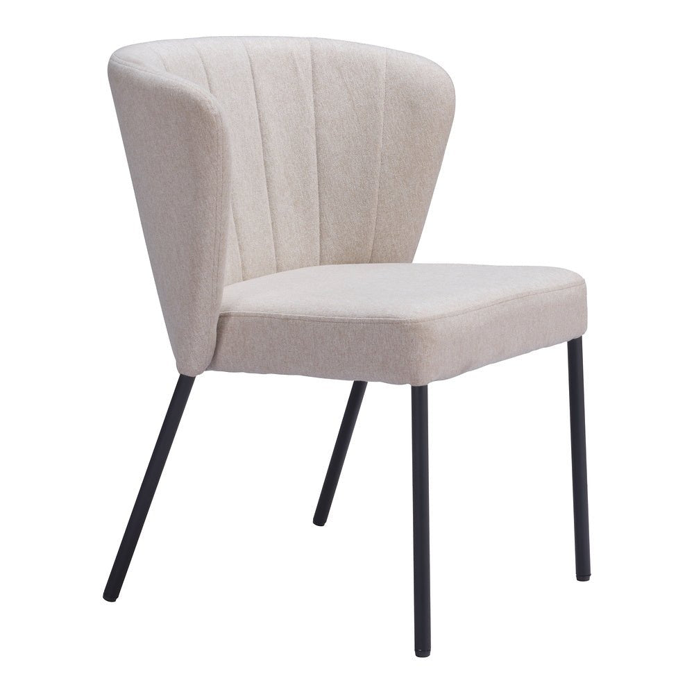 Silla Comercial para Food Court - ZUO AIMEE - Beige - Asiento y Respaldo Tapizados en Lino Sintético - 109678 - Zuo - NOGAL BEAT - Silla Comercial Interior