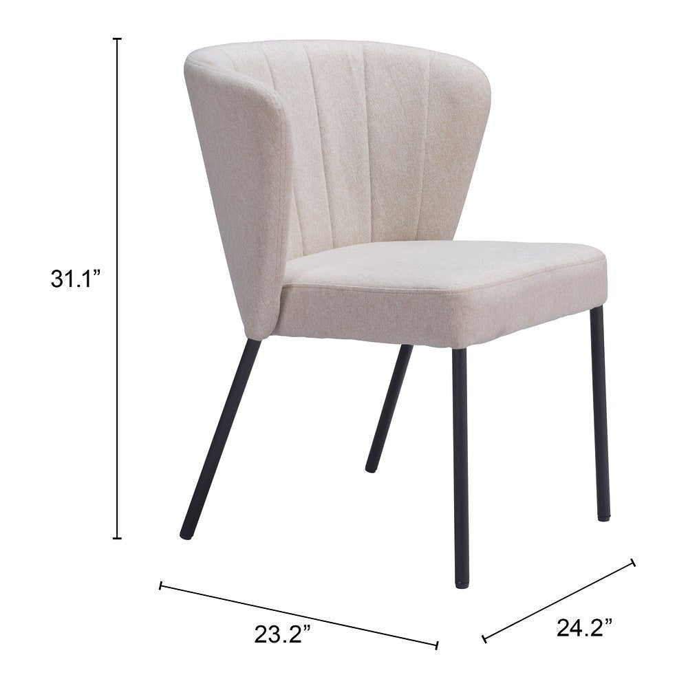 Silla Comercial para Food Court - ZUO AIMEE - Beige - Asiento y Respaldo Tapizados en Lino Sintético - 109678 - Zuo - NOGAL BEAT - Silla Comercial Interior