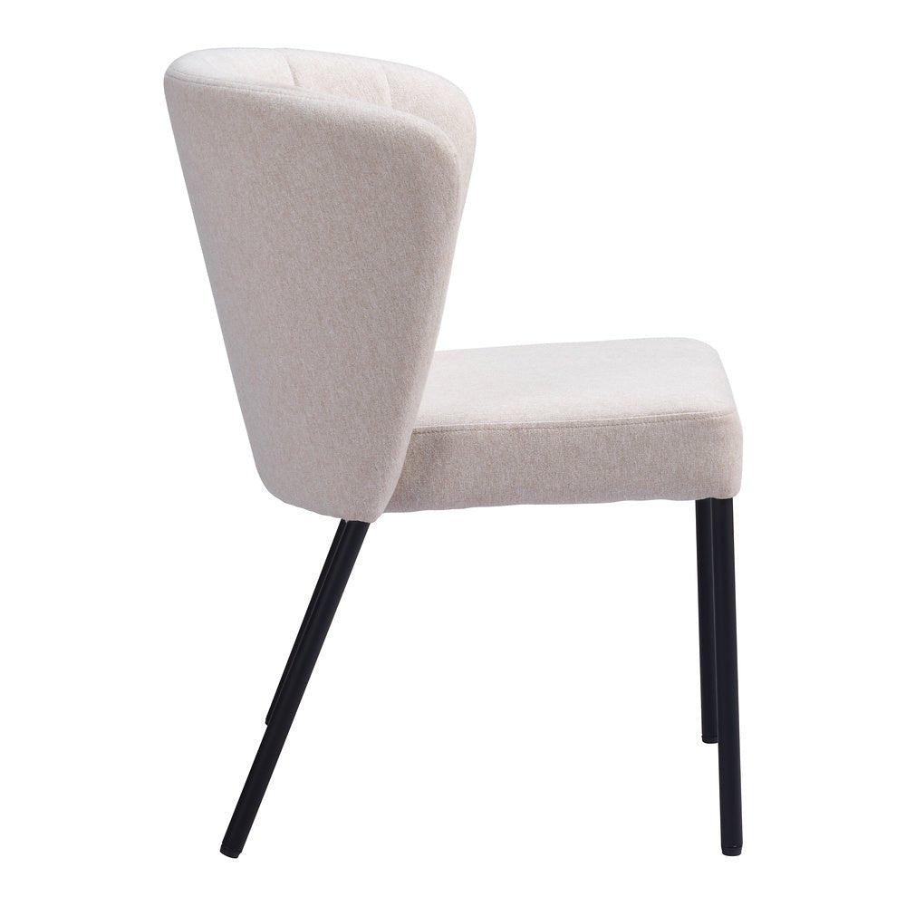Silla Comercial para Food Court - ZUO AIMEE - Beige - Asiento y Respaldo Tapizados en Lino Sintético - 109678 - Zuo - NOGAL BEAT - Silla Comercial Interior