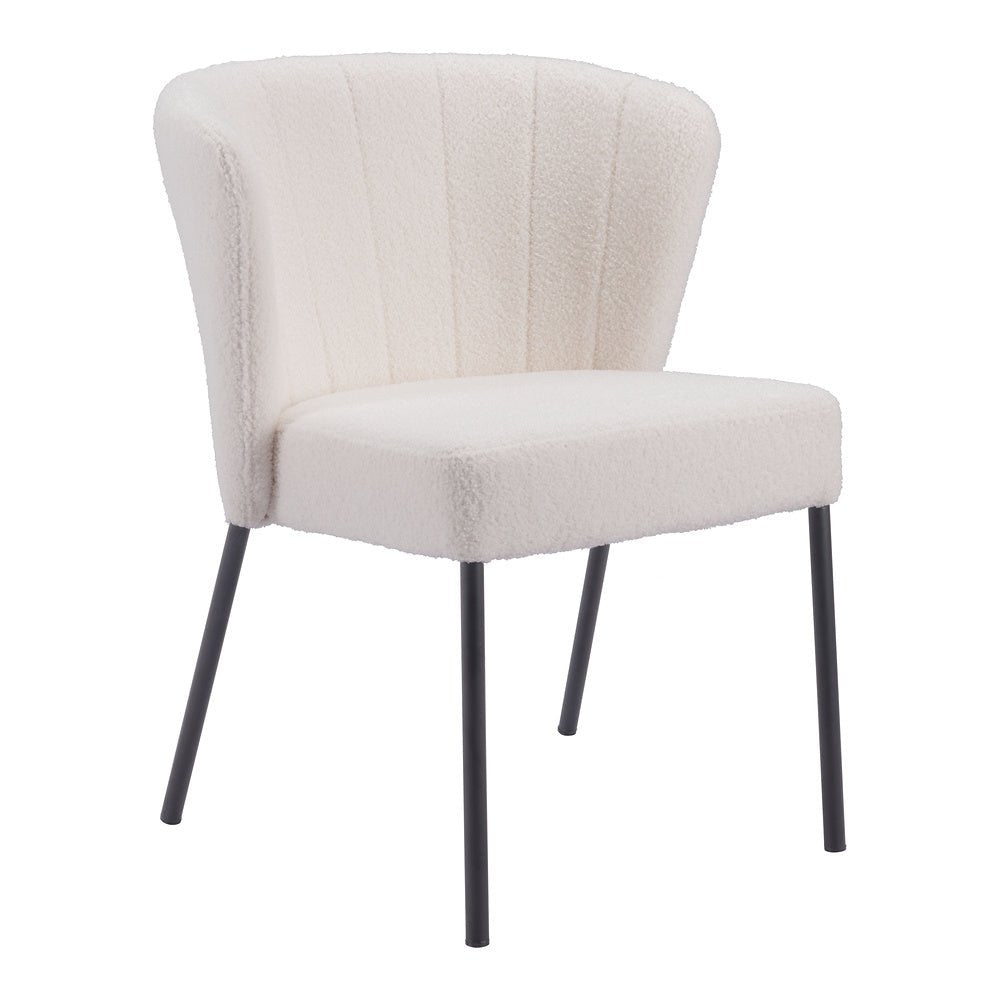 Silla Comercial para Food Court - ZUO AIMEE - Crema - Asiento y Respaldo Tapizados en Tela Tipo Borrego - 109677 - Zuo - NOGAL BEAT - Silla Comercial Interior