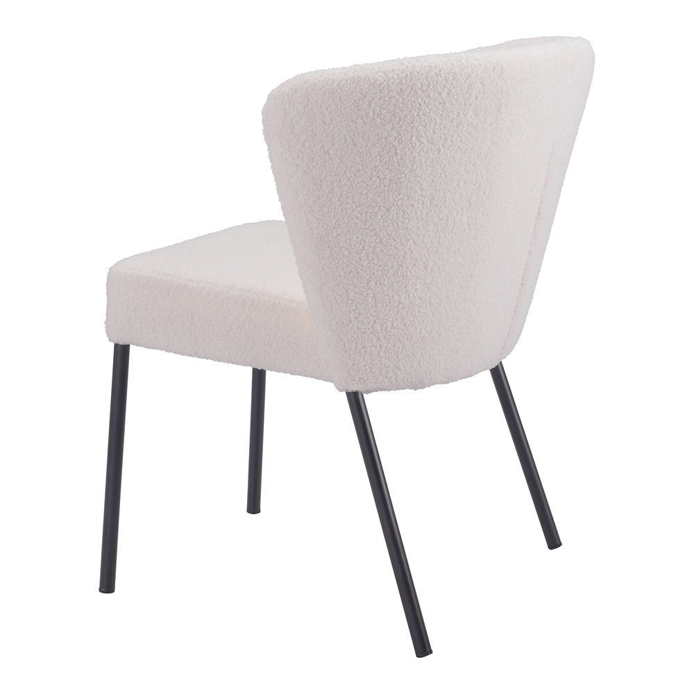 Silla Comercial para Food Court - ZUO AIMEE - Crema - Asiento y Respaldo Tapizados en Tela Tipo Borrego - 109677 - Zuo - NOGAL BEAT - Silla Comercial Interior