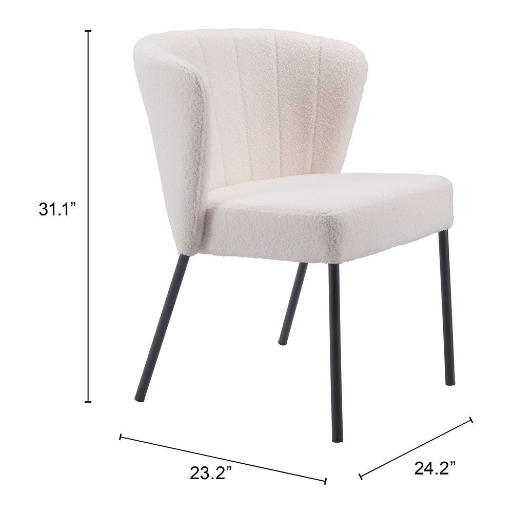 Silla Comercial para Food Court - ZUO AIMEE - Crema - Asiento y Respaldo Tapizados en Tela Tipo Borrego - 109677 - Zuo - NOGAL BEAT - Silla Comercial Interior