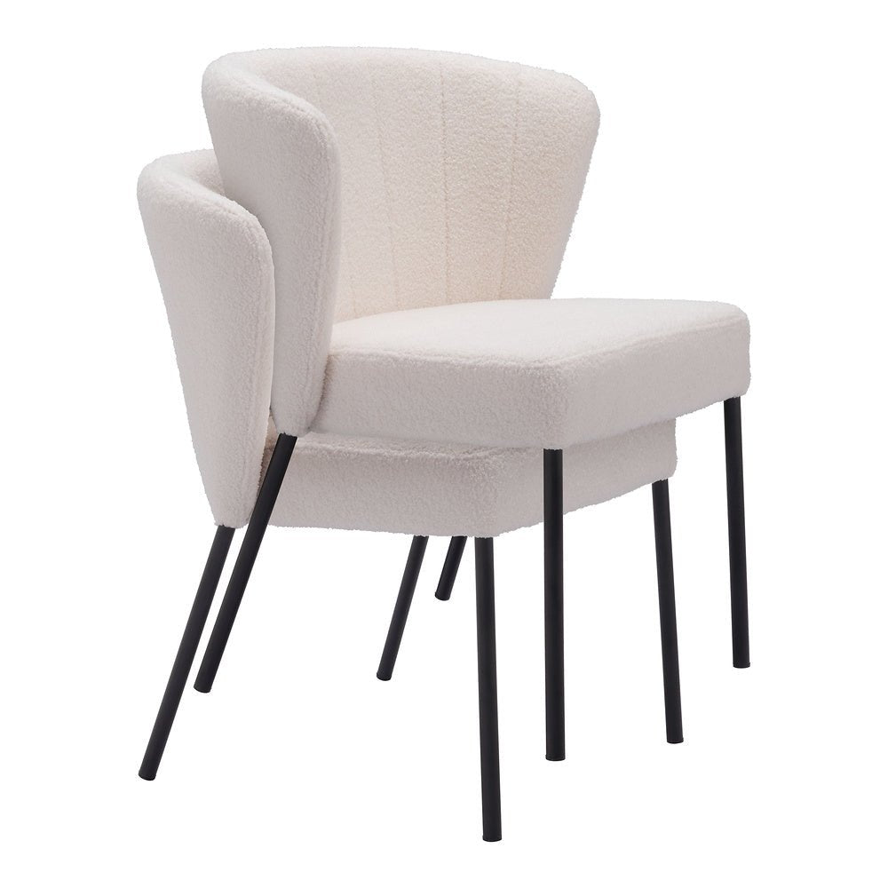 Silla Comercial para Food Court - ZUO AIMEE - Crema - Asiento y Respaldo Tapizados en Tela Tipo Borrego - 109677 - Zuo - NOGAL BEAT - Silla Comercial Interior