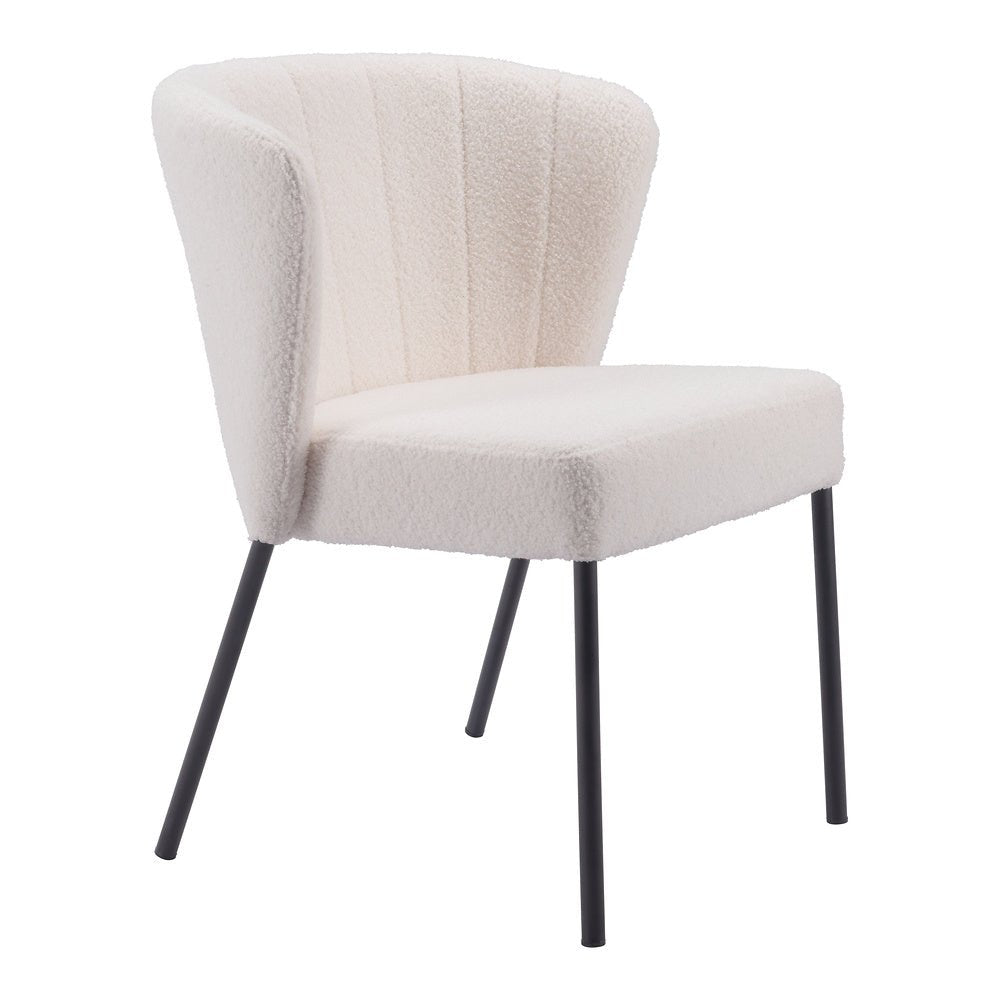 Silla Comercial para Food Court - ZUO AIMEE - Crema - Asiento y Respaldo Tapizados en Tela Tipo Borrego - 109677 - Zuo - NOGAL BEAT - Silla Comercial Interior