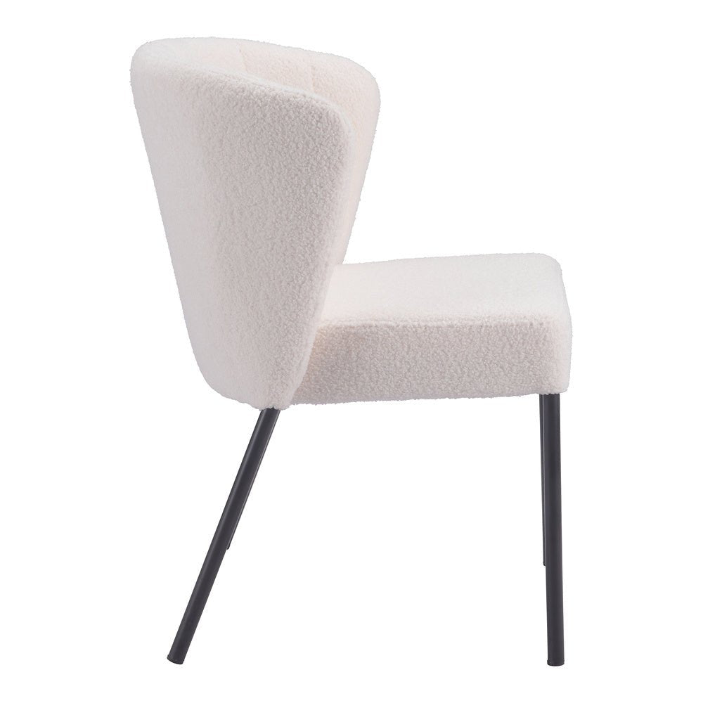 Silla Comercial para Food Court - ZUO AIMEE - Crema - Asiento y Respaldo Tapizados en Tela Tipo Borrego - 109677 - Zuo - NOGAL BEAT - Silla Comercial Interior
