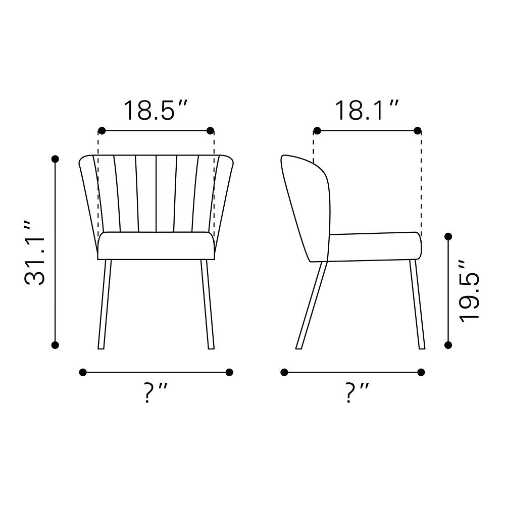 Silla Comercial para Food Court - ZUO AIMEE - Gris - Asiento y Respaldo Tapizados en Tela Tipo Terciopelo - 109679 - Zuo - NOGAL BEAT - Silla Comercial Interior
