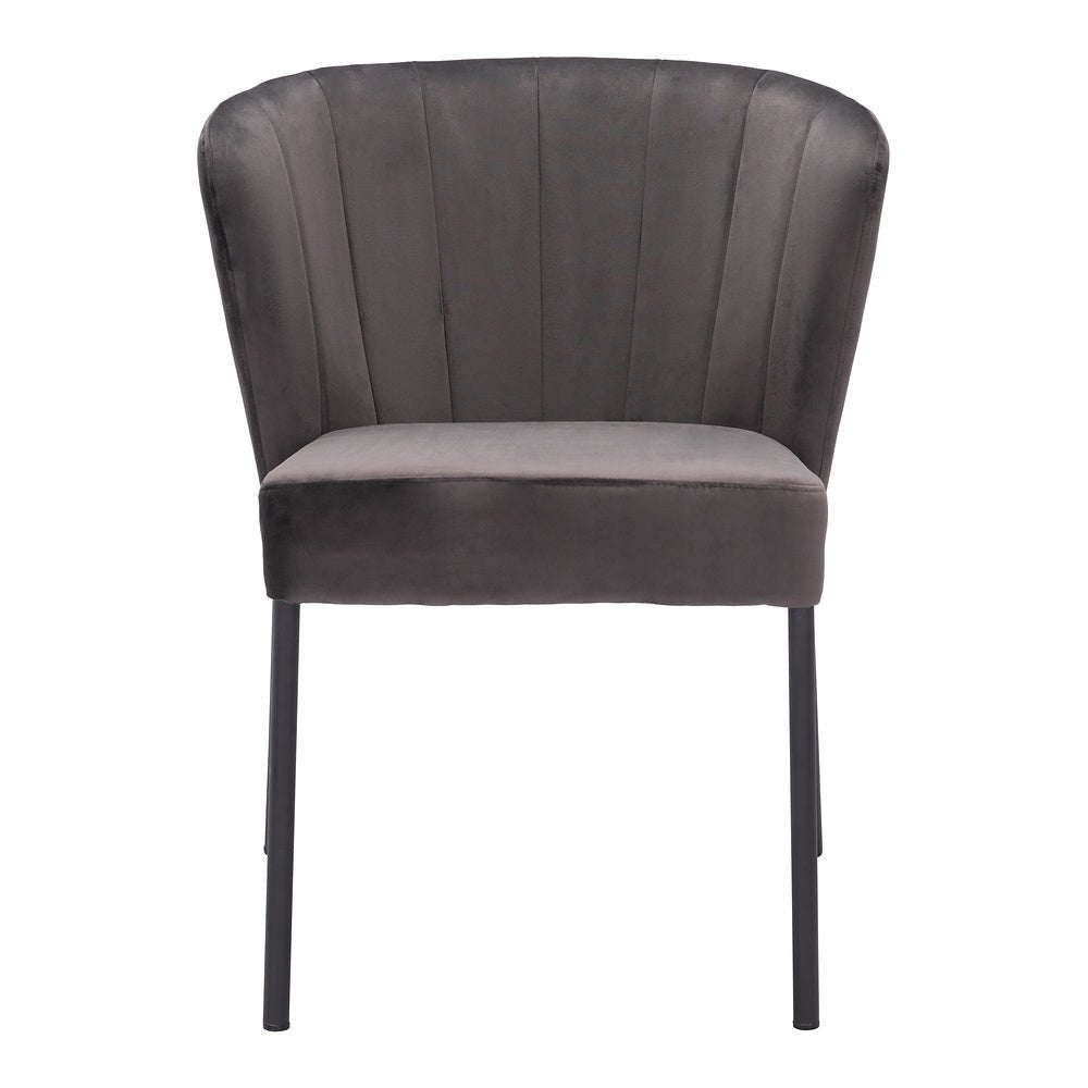 Silla Comercial para Food Court - ZUO AIMEE - Gris - Asiento y Respaldo Tapizados en Tela Tipo Terciopelo - 109679 - Zuo - NOGAL BEAT - Silla Comercial Interior