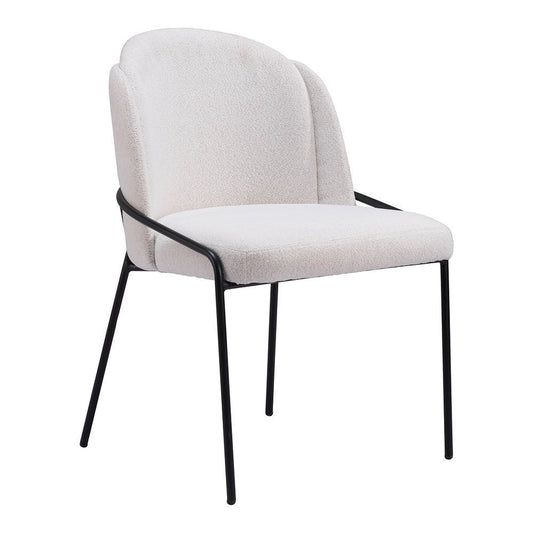 Silla Comercial para Food Court - ZUO JAMBI - Marfil - Asiento y Respaldo Tapizados en Tela Tipo Borrego - 109965 - Zuo - NOGAL BEAT - Silla Comercial Interior