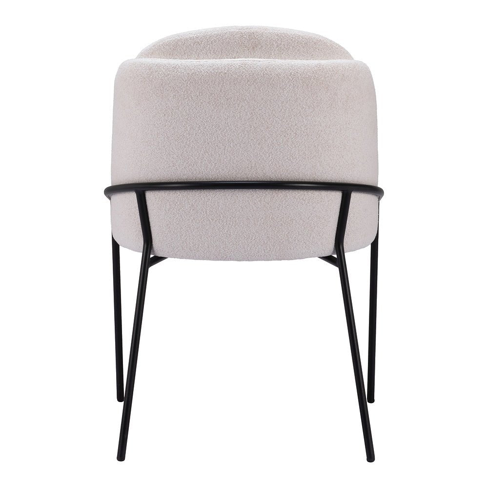 Silla Comercial para Food Court - ZUO JAMBI - Marfil - Asiento y Respaldo Tapizados en Tela Tipo Borrego - 109965 - Zuo - NOGAL BEAT - Silla Comercial Interior