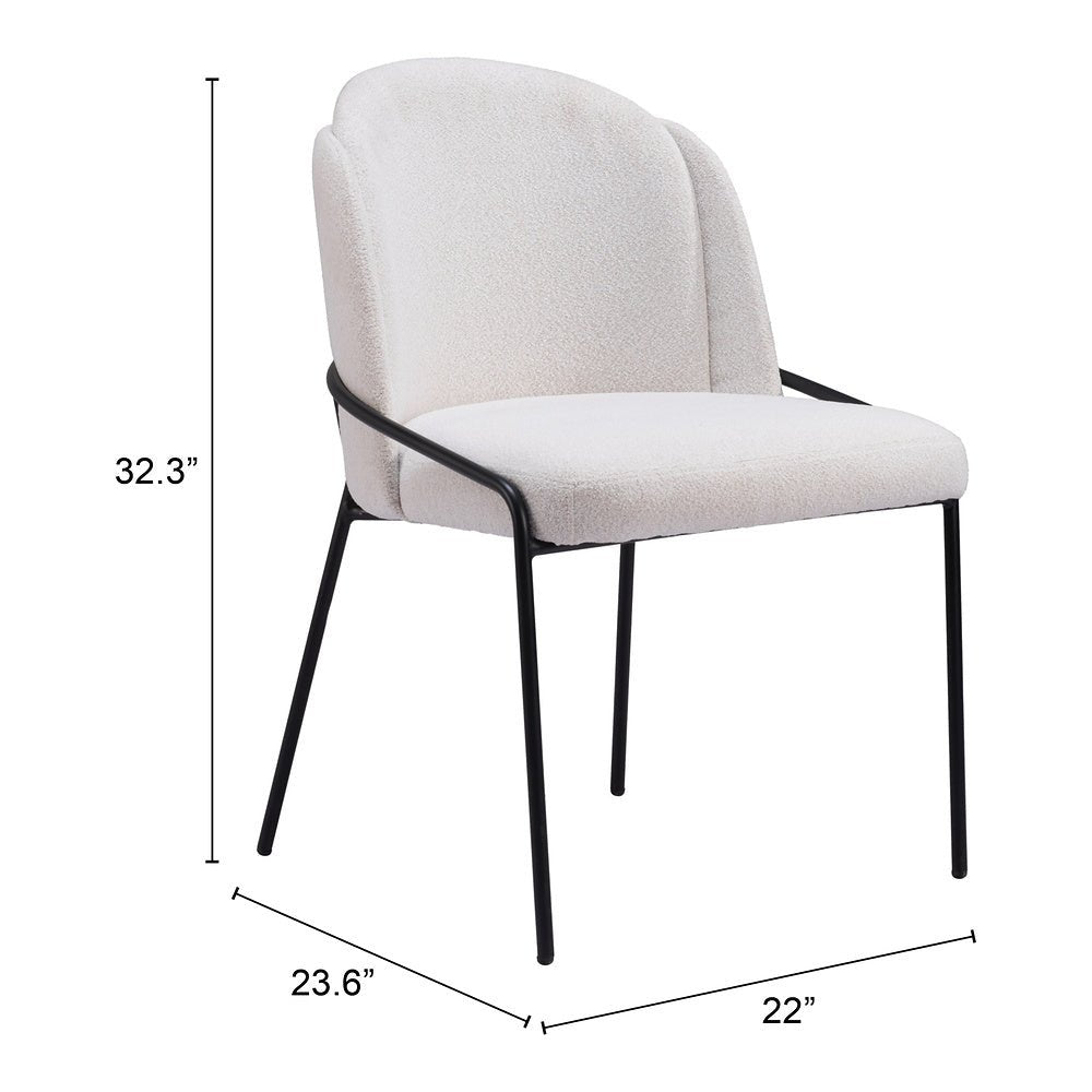 Silla Comercial para Food Court - ZUO JAMBI - Marfil - Asiento y Respaldo Tapizados en Tela Tipo Borrego - 109965 - Zuo - NOGAL BEAT - Silla Comercial Interior
