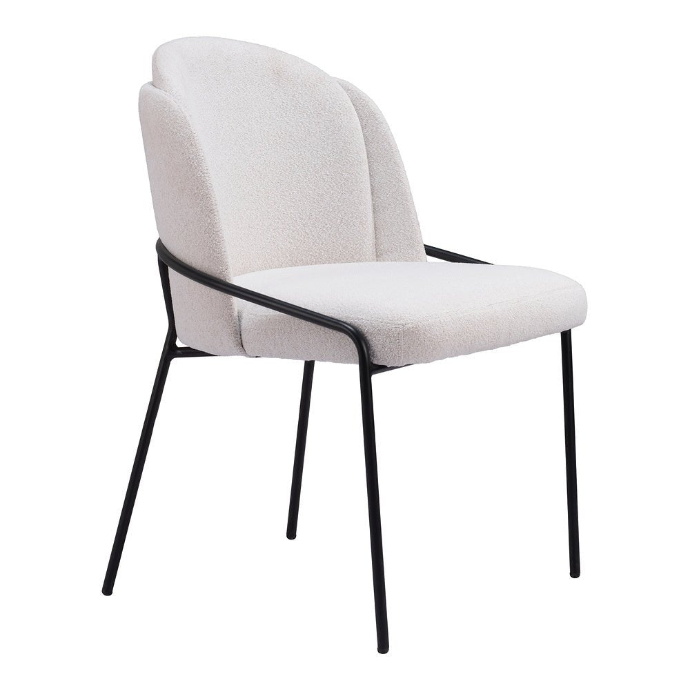 Silla Comercial para Food Court - ZUO JAMBI - Marfil - Asiento y Respaldo Tapizados en Tela Tipo Borrego - 109965 - Zuo - NOGAL BEAT - Silla Comercial Interior