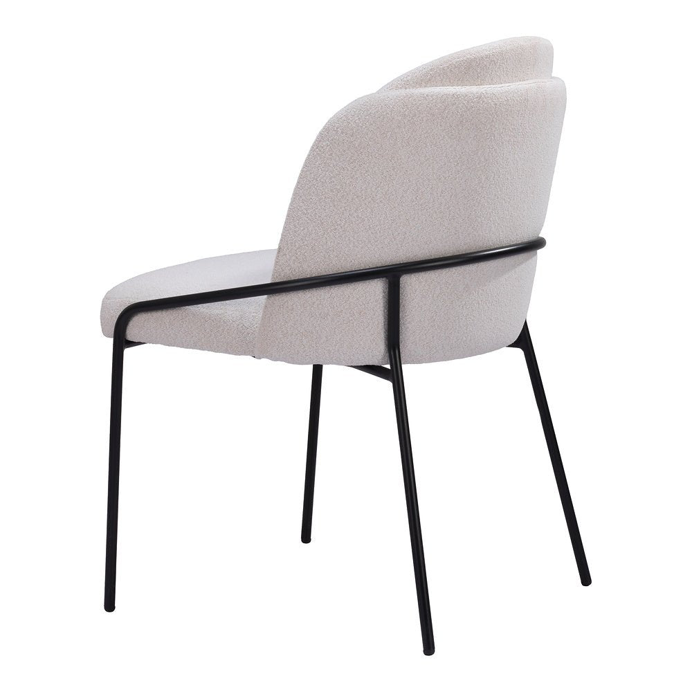 Silla Comercial para Food Court - ZUO JAMBI - Marfil - Asiento y Respaldo Tapizados en Tela Tipo Borrego - 109965 - Zuo - NOGAL BEAT - Silla Comercial Interior